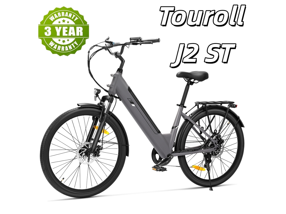 Bicicleta Elétrica Urbana Touroll J2 St Até 100km De Autonomia Bateria Removível 561.6wh Motor 250w Quadro Baixo Step-through Suspensão Dianteira