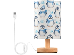 Luminária De Mesa Guoche Com Estampa Pinguins S Cachecóis, Estudo.