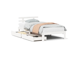 Estrutura de Cama com Gavetas 75x190 cm Pinho Maciço Branco MAISON EXCLUSIVE