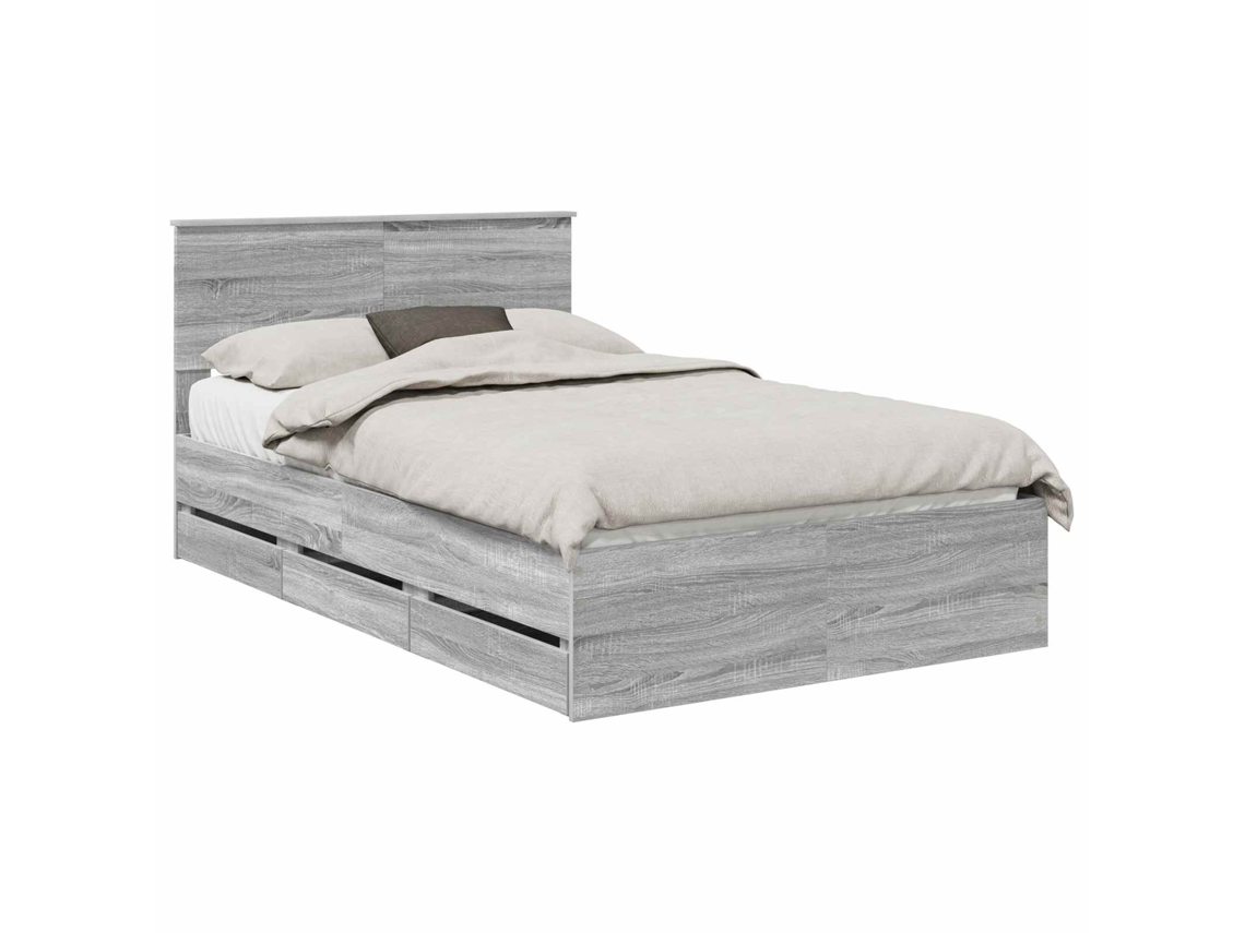 Estrutura de Cama com Gaveta Cinza Sonoma 120x190cm MAISON EXCLUSIVE