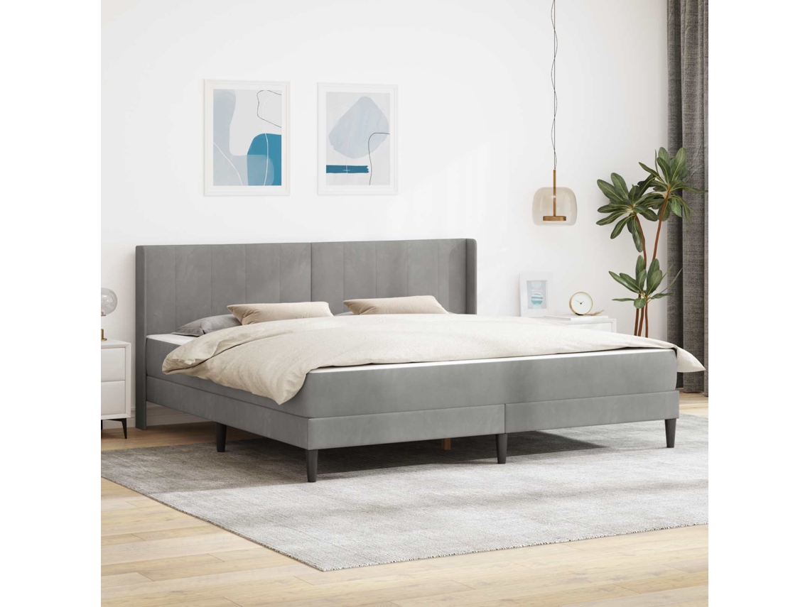 Vidaxl Estrutura De Cama Com Colchão Cinzento-claro 180 X 200 Cm
