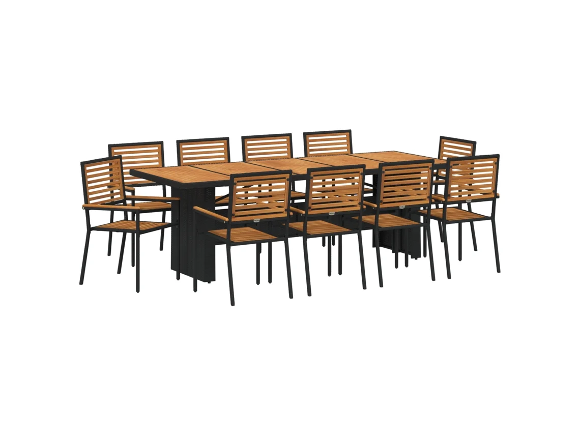 Conjunto 11 Conjunto De Jardim Vidaxl Preto Vime Pe (240 X 90 X 75 Cm)
