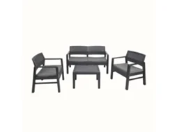 Conjunto de Jardim Kilimanjaro Antracite IPAE PROGARDEN (2 Cadeirões + 1 Mesa de Apoio + 1 Sofá duplo + 4 Almofadas) 