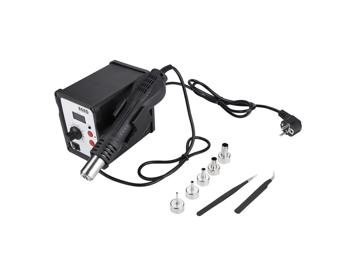 Pistola De Aire Caliente 868d 700w Com Tela Digital E 5 Bicos Ajuste De Temperatura Led