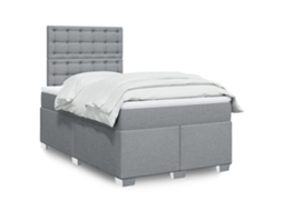 Vidaxl Cama Com Molas/colchão 120x200 Cm Tecido Cinza-claro