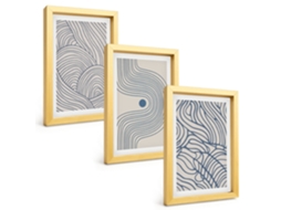 Composição De Quadros Linhas Abstratas Em Formas De Ondas Espelharte (3 Peças 20x30 Cm)