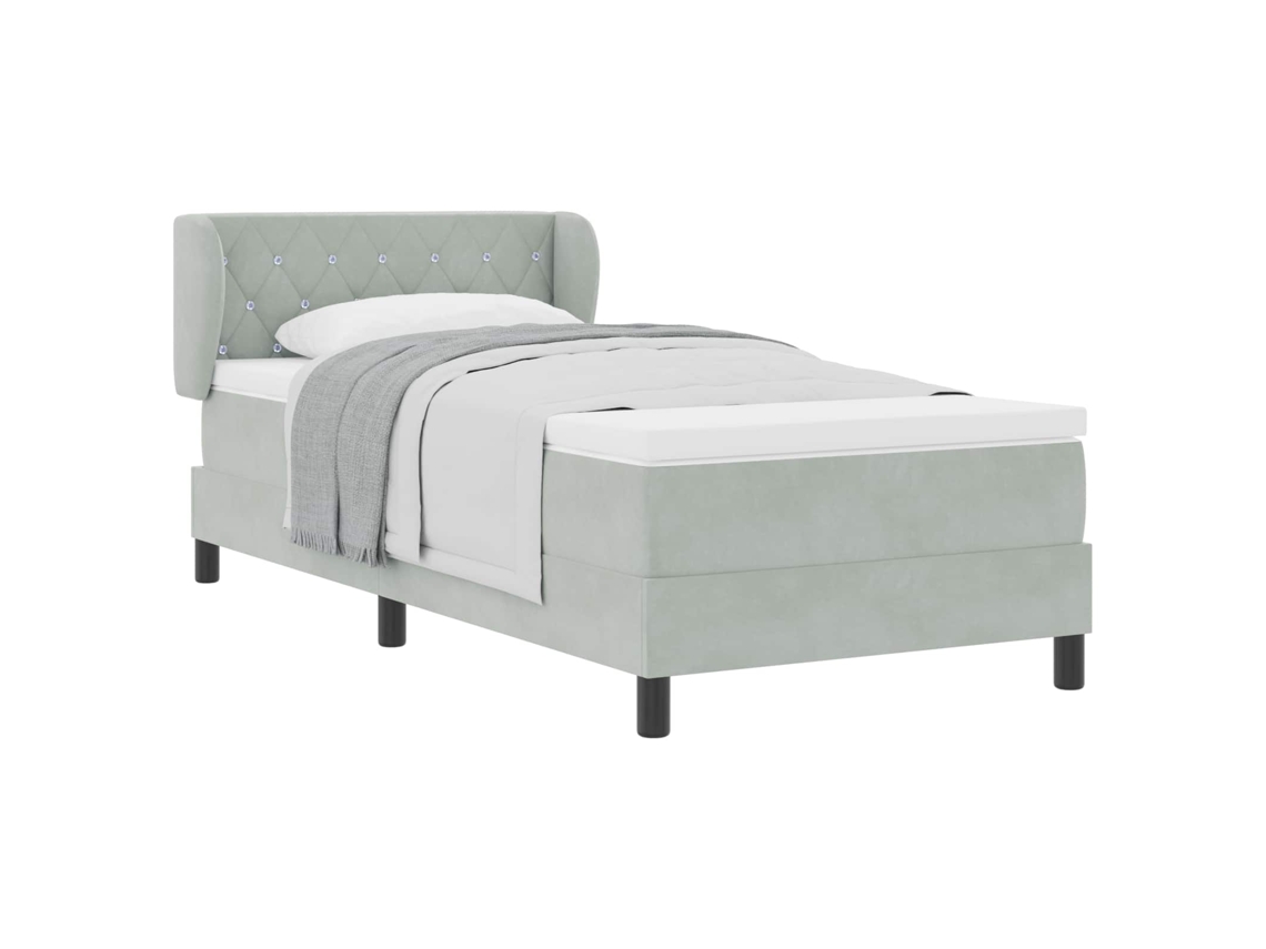 Cama Box com Colchão Cinzento Claro 90x190 cm Veludo MAISON EXCLUSIVE