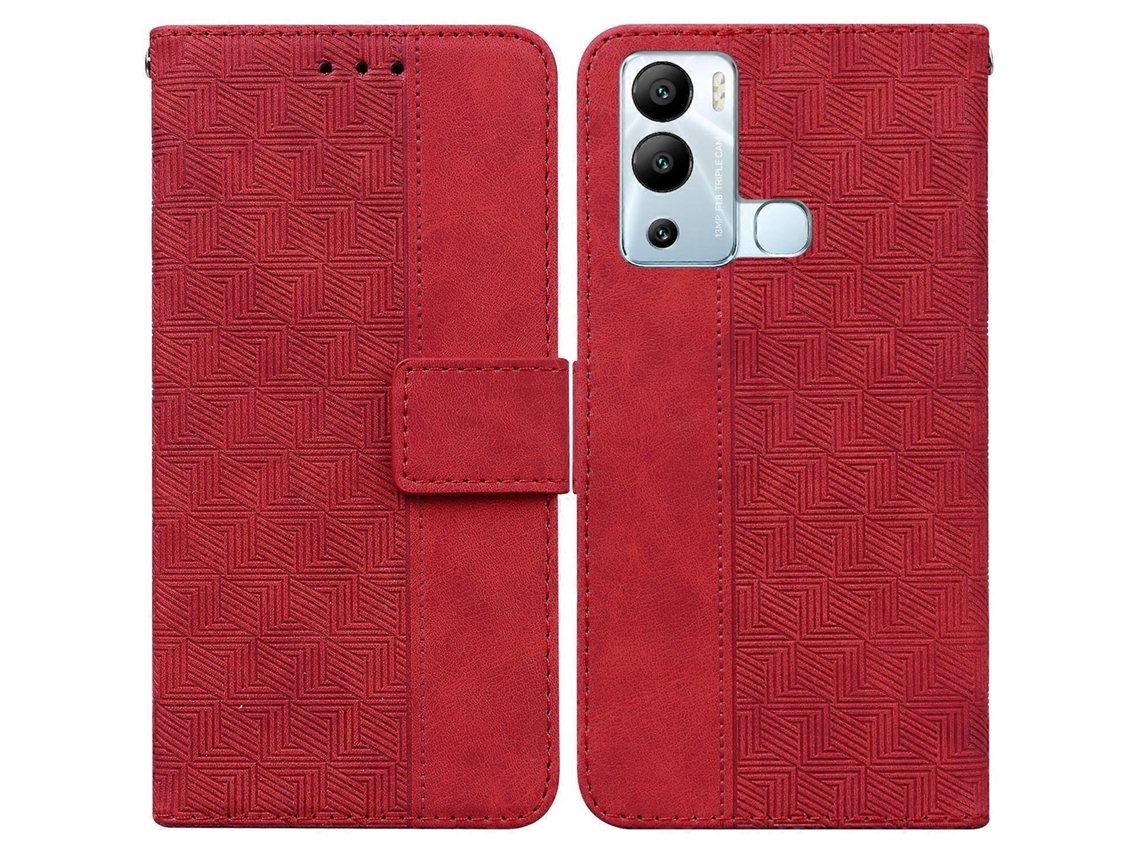 Capa De Celular Em Couro Com Relevo Geométrico Para Infinix Hot 12i