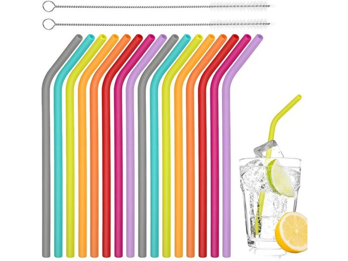 Siliconen Rietjes 16 Unidades - Reutilizável - Flexível - Revestível - Com Escovas De Limpeza - Materiais Seguros Para Alimentação - Roupas De Bebê