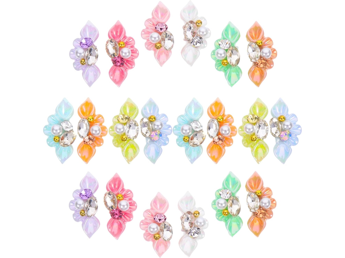 Conjunto de 20 peças de resina em formato de flor para decoração de unhas, pedras decorativas para unhas.