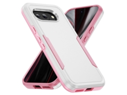 Capa Protetora De Pc Tpu De Nível Militar Para Google Pixel 9a - Branca E Rosa