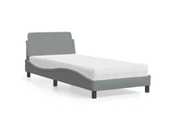 Vidaxl Cama Com Colchão Dover 90x190 Cm Tecido Cinzento-claro