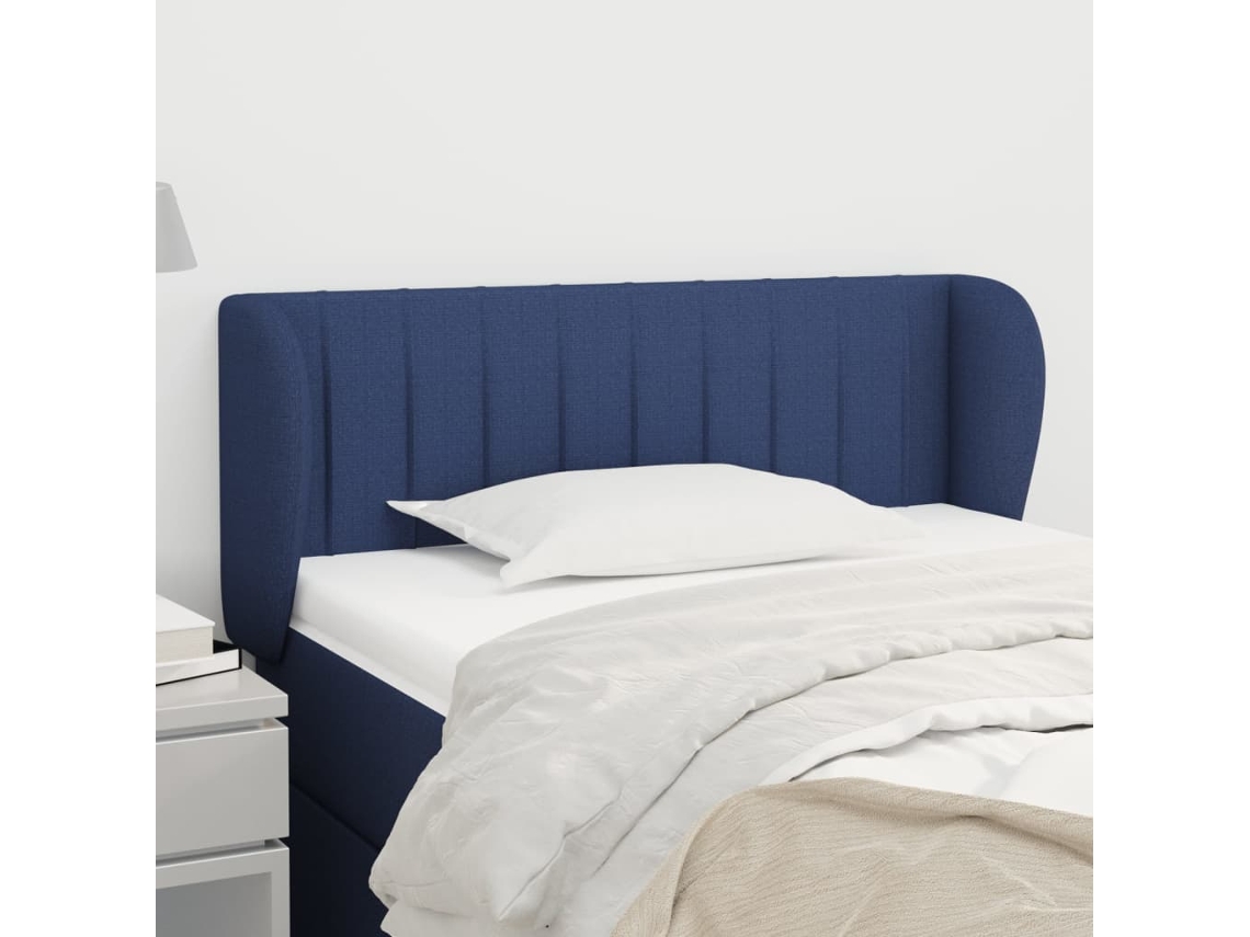 Vidaxl Cabeceira De Cama C/ Abas Tecido 83x23x78/88 Cm Azul