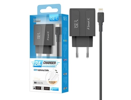 Carregador Duas Entrada Usb ISER Preto