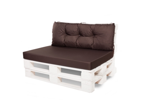 Almofada Palete Almofadas Sofá Jardim Assento 120X80 e Encosto 120X40Cm Castanho- Almofada P/ Interior- Exterior Paletes