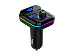 Transmissor Fm YIZHOOD M33 4.2A Dual Usb Bluetooth 5.0 Mp3 Hands-Free Tf Card U Disk Playback com Luz Ambiente para Iphone Xiaomi Preto