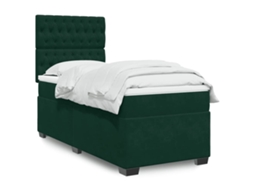 Vidaxl Cama Com Molas/colchão 90x190 Cm Veludo Verde-escuro
