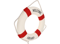 Decoração de parede Lifebuoy em espuma e algodão, 35 cm, vermelha, para casa em estilo mediterrâneo.
