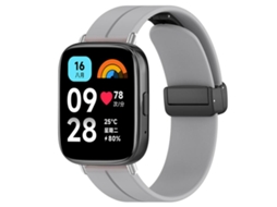 Bracelete para Redmi Watch 3 Active / Lite XIAOMOYU em Silicone Cabeça Chata com Fivela Preta Cinza Claro