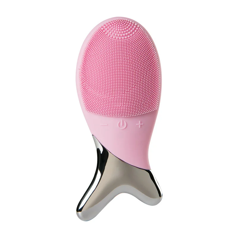 Escova De Limpeza Facial De Silicone Em Formato De Peixe (rosa) Com Massagem Facial Elétrica Por Vibração.