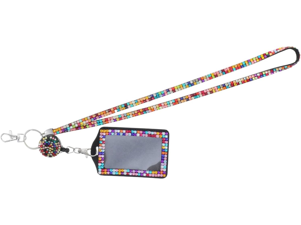 Cordão Porta Crachá Alasum Com Strass Em Resina, Design Exclusivo E Leve, Elegante Cordão De Veludo Escolas E