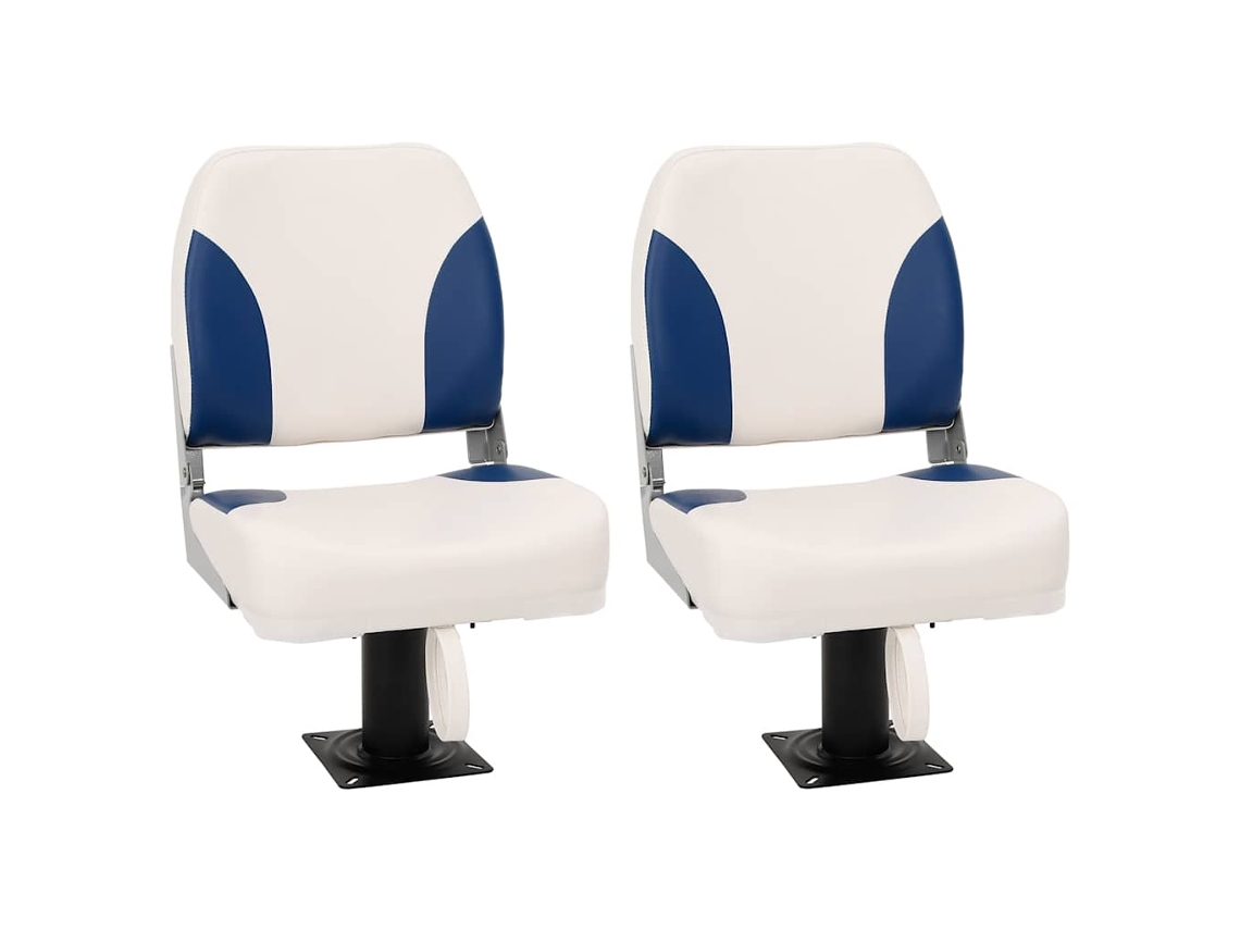 Vidaxl Conjunto De 2 Assento Barco Dobrável 41x36x48 Cm Azul E Branco
