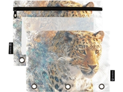 Pasta Escolar 3d Com Estampa De Tigre, Janela Transparente, Estojo Grande Com Zíper Em Cores Sortidas, 3 Bolsos