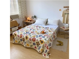 Manta de Lã Grossa Fansu Flanela com Estampa Floral Macia e Quente para Cama Infantil Sofá Quarto Viagem 180x2