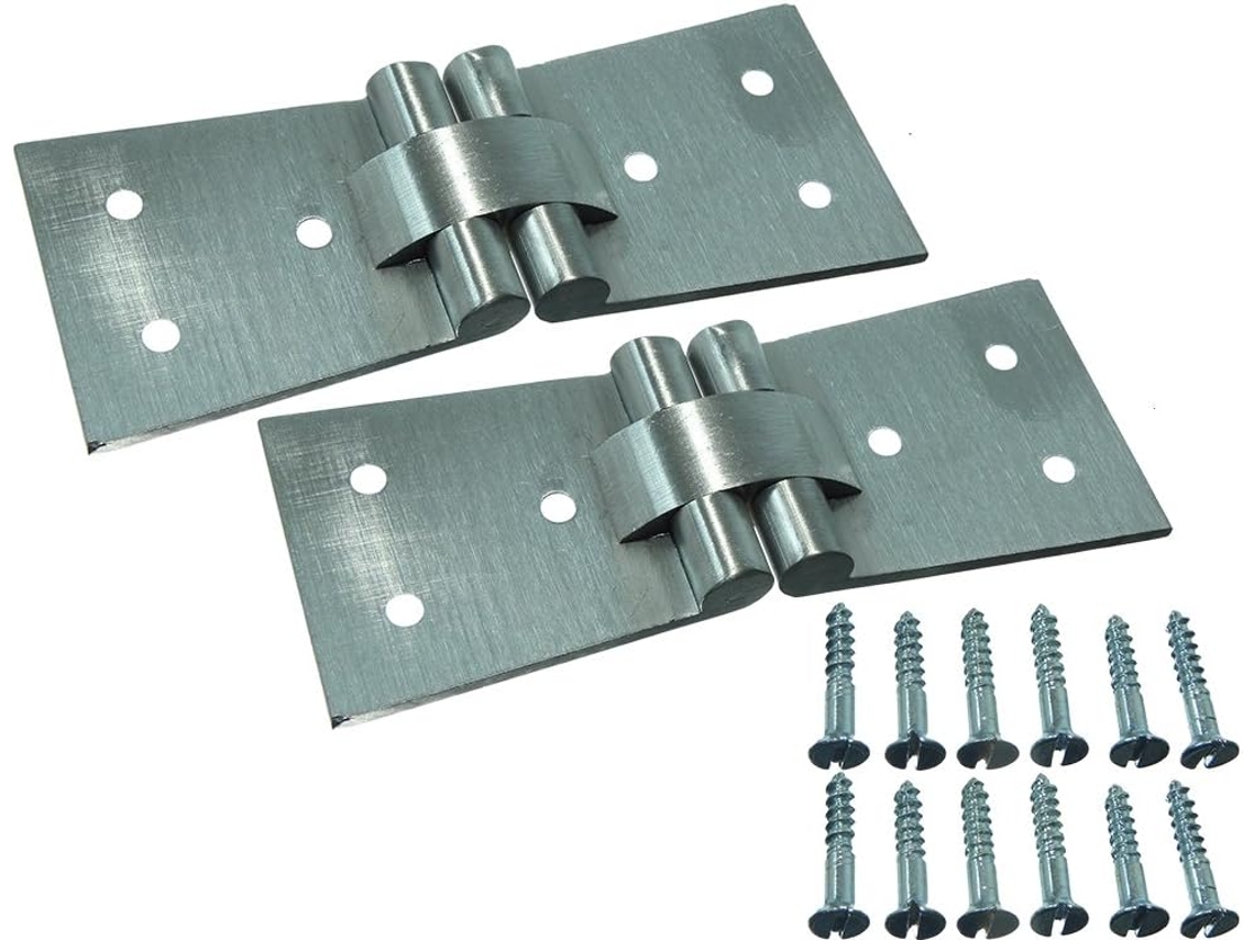 Conjunto De 3 Dobradiças Para Aba Traseira Em Cromo Acetinado Com Parafusos, 102 X 32 X 38 Mm