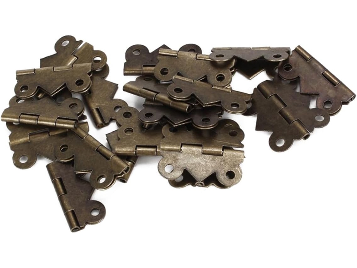 Conjunto De 20 Dobradiças Vintage Mini Em Bronze Envelhecido Para Armários, Em Ferro Resistente, 2, 5x 2cm, Com