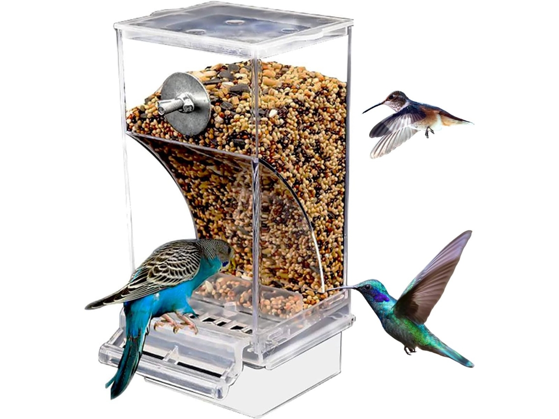 Alimentador de Pássaros em Acrílico Transparente, 18, 5 X 8, 5 X 7, 5 Cm, À Prova de Respingos AQUAFORGE