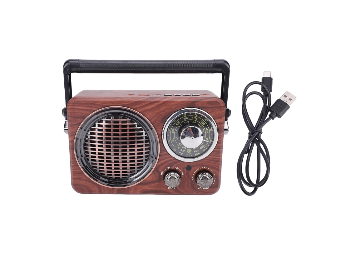 Rádio Vintage Portátil LAXISCREED Fm Am Sw Recarregável