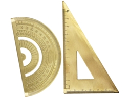 Conjunto De Régua Triangular Inoomp Fácil Leitura, Ferramenta De Medição Leve E Transferidor Em Latão Dourado Para