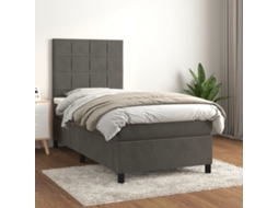 Vidaxl Cama Com Molas/colchão 80x200 Cm Veludo Cinza-escuro