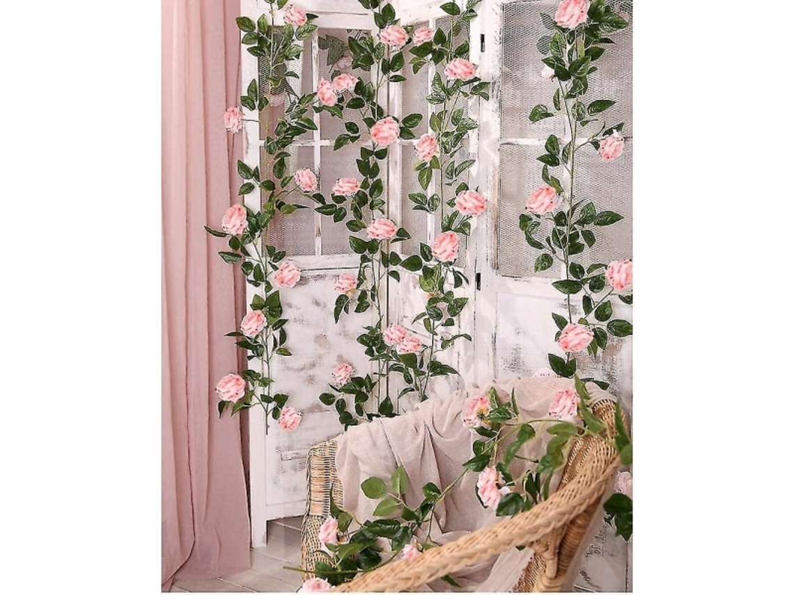 Guirlanda de Flores Artificiais Seda, com 2 Metros de Comprimento, em Formato de Rosas e Peônias BRILVIBERA