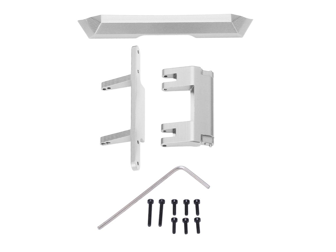 Kit De Para-choque Traseiro De Alumínio Para Axial Scx24 Jeep Jt Gladiator 1/24 Crawler Rc Prata