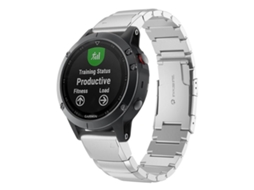 Bracelete Para Garmin Quickfit (26mm) - Aço Inoxidável - Fivela Turtle Back Prata