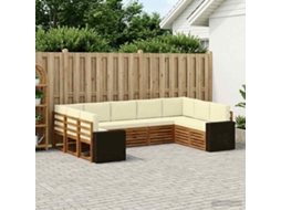 Vidaxl Conjunto De Sofás Para Exterior 9 Unid. Natural E Creme