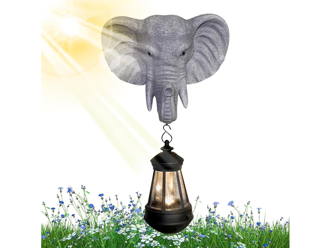 Lanterna Solar De Jardim, Luminária Solar De Jardim Em Formato De Elefante, Iluminação Em Resina.