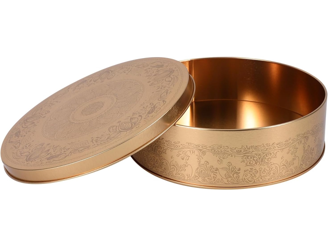 Caixa Pequena Dourada De Metal Para Biscoitos E Doces Frcolor, Forma De Lata Para Sobremesas, Recipiente Com Tampa Ideal