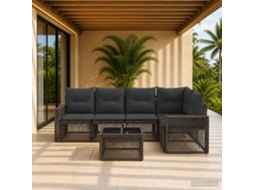 Vidaxl Conjunto De Sofá De Jardim 6 Unid. Cinza E Cinza Escuro Vime Pe
