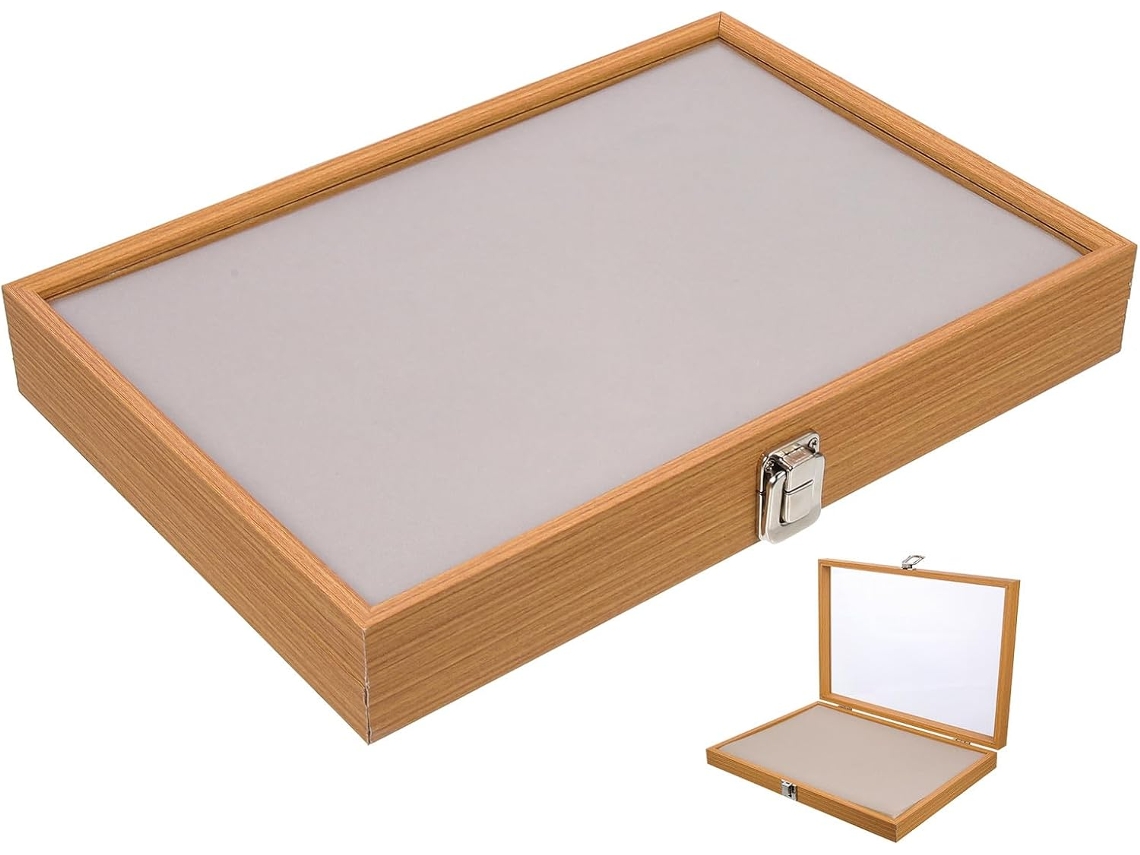 Suporte De Flanela Para Pins Com Moldura De Vidro, Caixa Para Guardar Medalhas, Bandeja