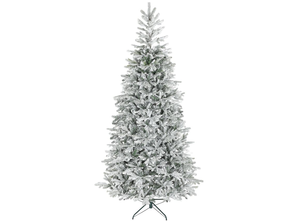 Árvore de Natal Artificial 210 Cm Árvore de Natal Nevada com 1154 Ramos Base Dobrável e Verde