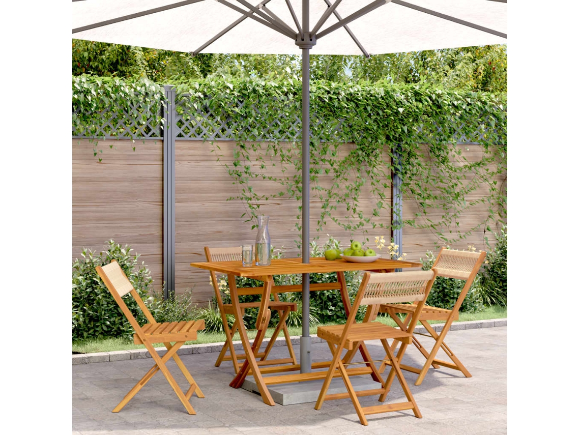 Cadeiras De Jardim Dobráveis 4pcs Madeira De Acácia Maciça Bege Dkd Home Decor