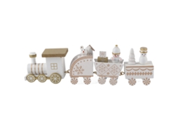 Mali trem de Natal de Madeira para Crianças Diy Decorativo Brinquedo Presente Branco 4 Seções
