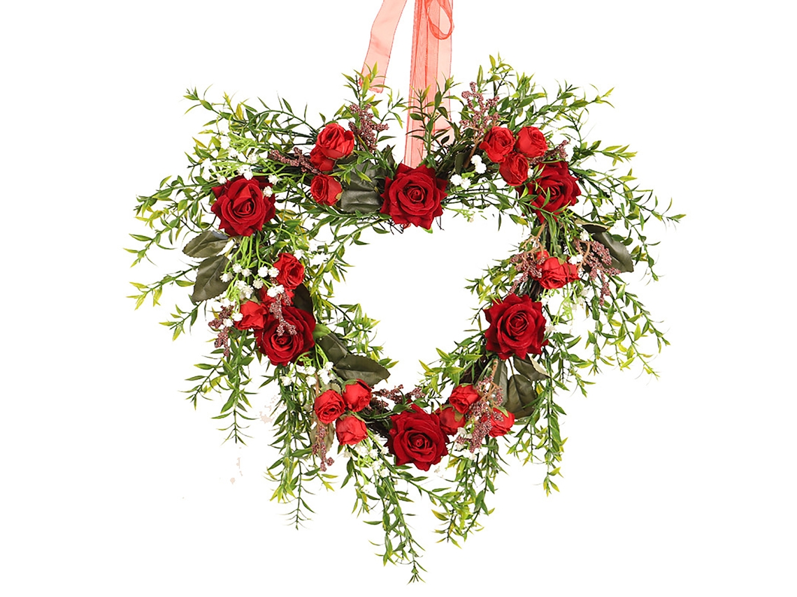 Laxiscreed Enfeite De Guirlanda De Dia Dos Namorados Com Flores De Seda E Laços Decorativos