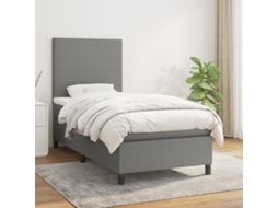 Cama Com Molas/colchão 90x200 Cm Tecido Cinzento-escuro