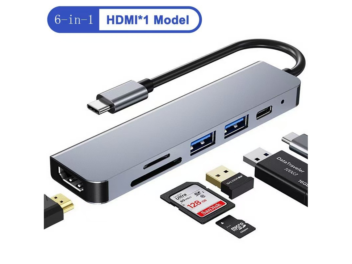 Leitor de cartucho TF tipo C para hub HDMI 4K HD USB Expansion Dock 5 Em 1 Lalamoli (tipo C)
