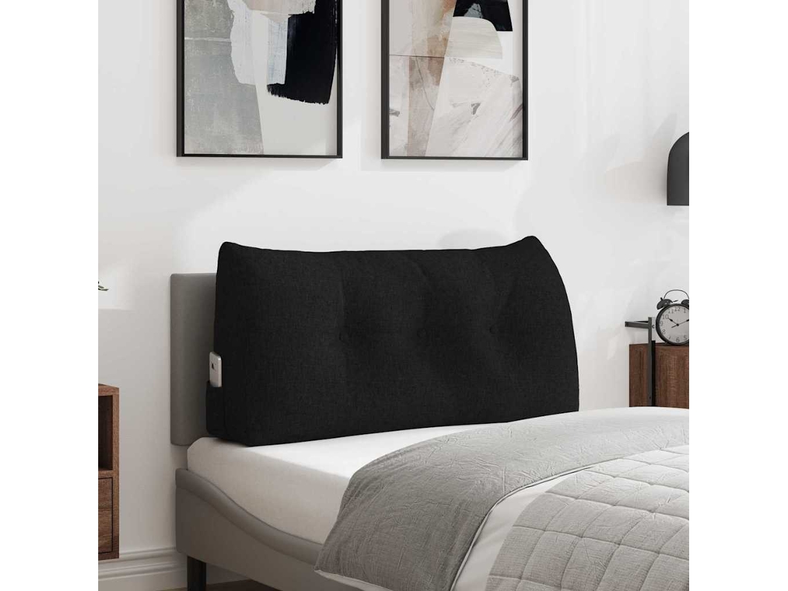Vidaxl Travesseiro Para Costas Preto 100 X 24 X 50 Cm Tecido