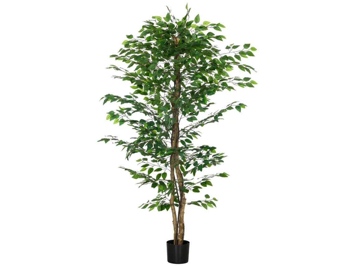 Ficus Artificial Realista Verde 180cm Fácil Cuidar Com Vaso
